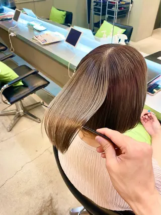 ミディアム カラー パーマ 艶髪と透明感を ‼️/若林のヘアスタイル