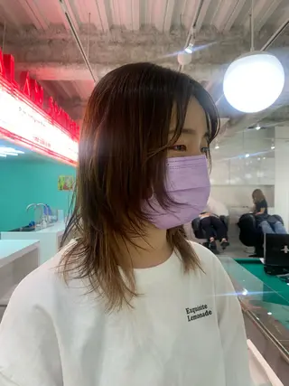 セミロング カラー ヘアアレンジ 🧨ブリーチー×ボブ レイヤー💎じゅえるのヘアスタイル