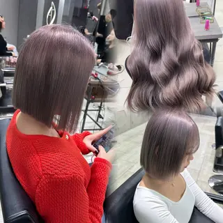 セミロング カラー ミルクティー・ピンク 甘モテカラー/emaのヘアスタイル