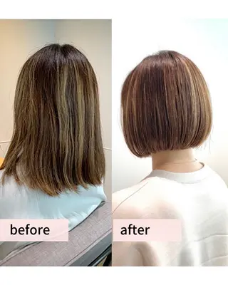 ショート カラー 髪と心を整える美容師 透明感カラー/ボブのヘアスタイル