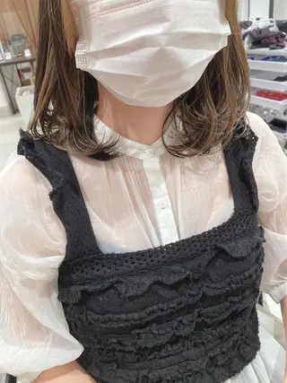 ミディアム カラー スキバサミを使わない カット🌼唯🌼のヘアスタイル