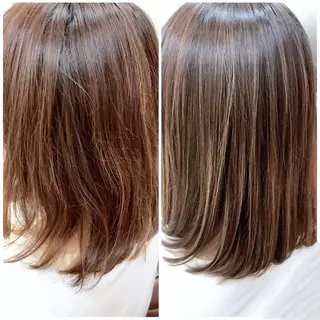 セミロング カラー 髪質改善TR 透明感カラーHanaのヘアスタイル