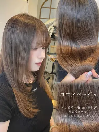 ロング カラー 肌に馴染むハイトーン /ミルクティーカラーのヘアスタイル