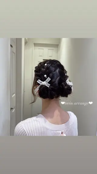 ヘアアレンジ エクステ🎀 暖色カラー🎀amiのヘアスタイル