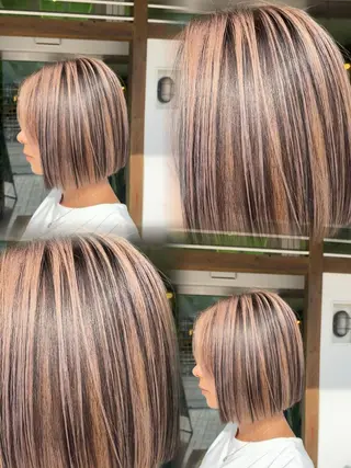 ミディアム エクステ/ハイトーン /レイヤーカットのヘアスタイル