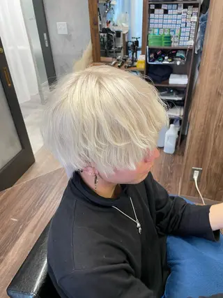 カラー メンズ Lull1人美容室 バレイヤージュのヘアスタイル