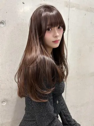 カラー セミロング ♡韓国ヘア♡ ブリーチ✨ハイトーンのヘアスタイル