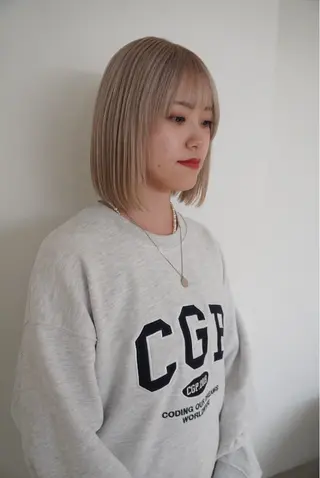 ミディアム 小顔レイヤー×コンパ クトボブ/林隆平のヘアスタイル