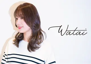 セミロング カラー Watai 艶髪 當間 大知のヘアスタイル