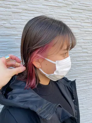 ミディアム ハイトーンイヤ リングカラー清水隆央のヘアスタイル