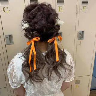 ロング カラー ヘアアレンジ 代表🎀 ふわモテ愛 され髪🩷yumiのヘアスタイル