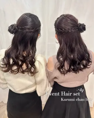 ロング ヘアアレンジ 𝒎𝒐𝒆🩰 名駅/ヘアメ/暖色♡のヘアスタイル