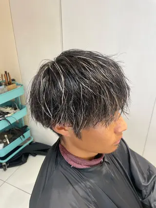 メンズ 本厚木パーマ&ブリー チMEN'Sショートのヘアスタイル