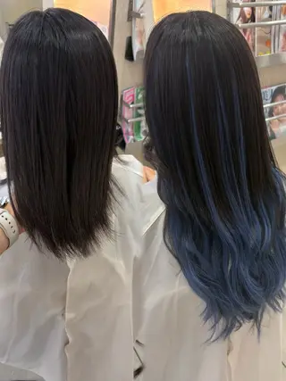 ロング カラー ハイトーンカラー シールエクステのヘアスタイル