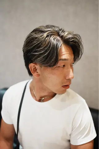 ミディアム カラー パーマ メンズ メンズサロン ANSWERのヘアスタイル