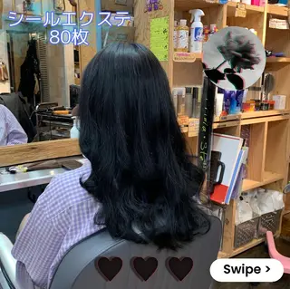セミロング ❤️‍🔥シールエク ＋カラー京❤️‍🔥のヘアスタイル