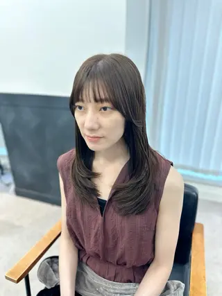 セミロング カラー パーマ ヘアアレンジ メンズ キッズ レイヤーカット 🌿透け感カラーのヘアスタイル