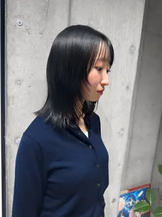 セミロング カラー 柔め透明感血色カラー 暖色/レイヤー/ゆいのヘアスタイル