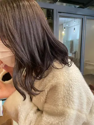 ミディアム カラー ヘアアレンジ 抜け感ボブ×パーマ ｜kazaneのヘアスタイル