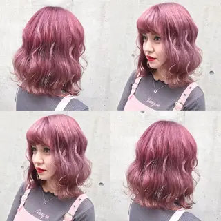 ミディアム カラー ヘアアレンジ TAKUMAブリーチ /切りっぱなし🪽のヘアスタイル