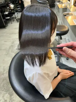 セミロング パーマ 縮毛矯正×艶髪カラー 髪質改善/三ツ木のヘアスタイル