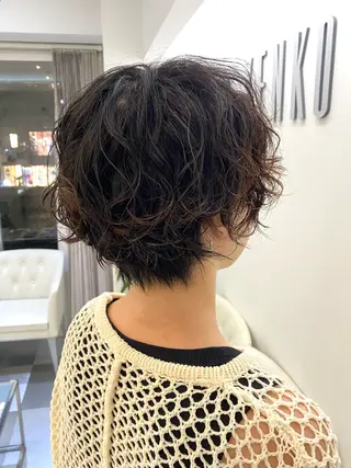 ショート パーマ デジタルパーマ 🌀ボブ　萩原　龍のヘアスタイル