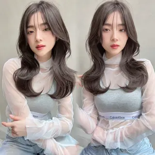 ロング カラー 韓国ヘア/髪質改善/ レイヤー/ブラウンのヘアスタイル