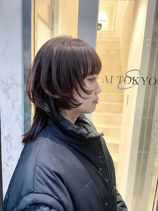 ミディアム ウルフカット/ボブ りなのヘアスタイル