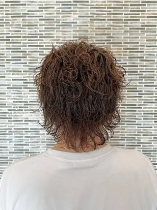 ミディアム パーマ RICHAIR 長嶺旬佑のヘアスタイル