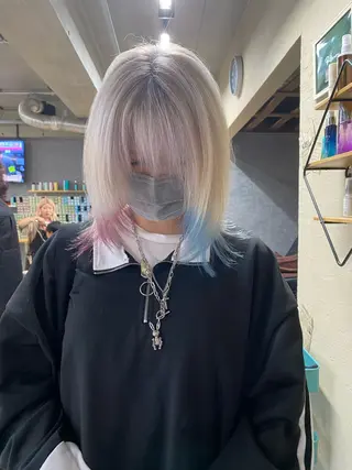 ミディアム カラー ブリーチムラ修正 /ハイトーン/青砥大のヘアスタイル
