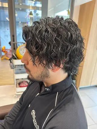セミロング パーマ メンズ 💈メンズ特化 美容師サキ💈のヘアスタイル