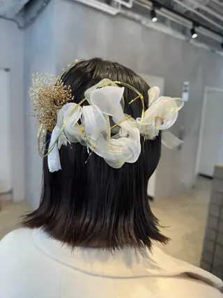 ミディアム ヘアアレンジ 透明感カラー✨艶髪 制作🌱山根あゆみのヘアスタイル