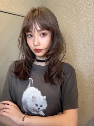 セミロング カラー 当日予約/天神美容室 HACKのヘアスタイル