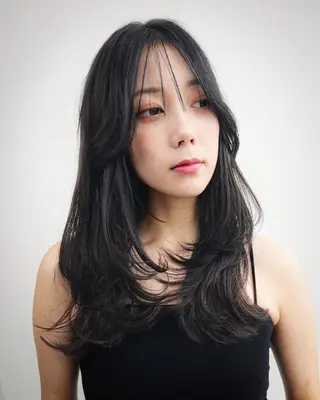 セミロング 恵比寿韓国レイヤー× 艶透明感カラー大場のヘアスタイル