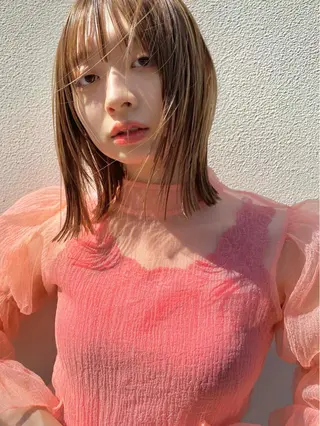 ミディアム カラー 森貴裕/ベージュ/ パーマ/オリーブのヘアスタイル