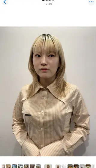 セミロング 暖色カラー/オリーブ /ミニボブ/白柳美空のヘアスタイル