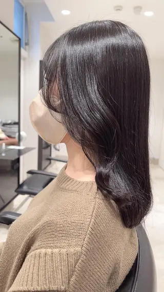 ミディアム カラー スキバサミを使わない カット🌼唯🌼のヘアスタイル