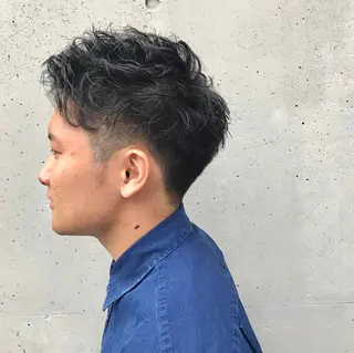 ショート カラー パーマ メンズ ニュアンスパーマ/ レイヤー/茶屋町のヘアスタイル