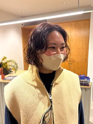 ショート カラー パーマ/ ハイライト/志賀のヘアスタイル