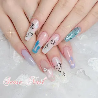 ネイル カラー パーマ ヘアアレンジ メンズ キッズ マツエク・マツパ アイブロウ ロング 🎀Sense Nail渋谷店🎀のネイルデザイン