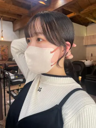 ミディアム カラー 顔周りカット 【オノザワリョウ】のヘアスタイル