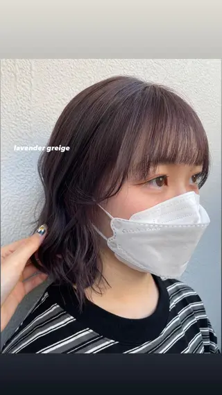 ショート カラー パーマ ヘアアレンジ メンズ キッズ ネイル マツエク・マツパ 透明感カラー・レイヤ ー🎀amika🎀のヘアスタイル