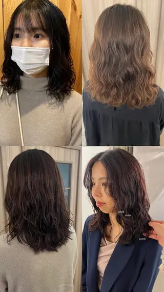 ミディアム パーマ モモ🍑 レイヤー/ボブ/暖色のヘアスタイル