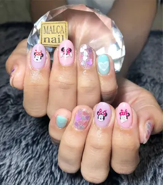 ショート カラー パーマ ヘアアレンジ キッズ ネイル マツエク・マツパ 荒木 莉奈のネイルデザイン