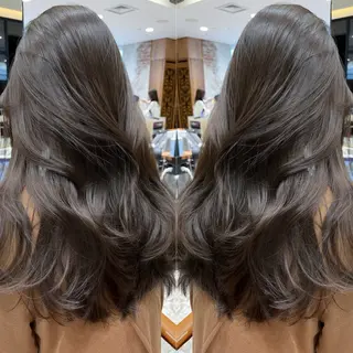 セミロング カラー 映える顔まわり/前髪 特化 💗 ユキマのヘアスタイル