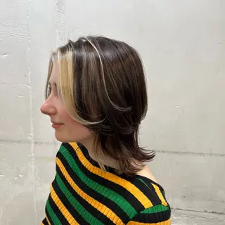 ミディアム カラー 山梨 慶斗のヘアスタイル