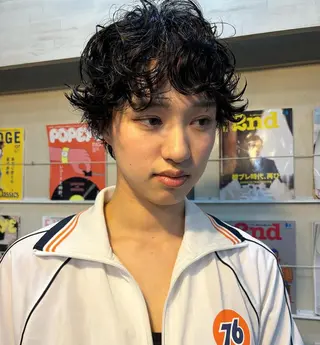 ショート カラー パーマ ヘアアレンジ メンズ キッズ デザインパーマ メンズカット 郁美のヘアスタイル