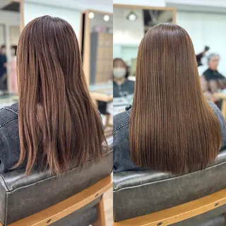 ミディアム カラー パーマ ヘアアレンジ メンズ キッズ ネイル マツエク・マツパ アイブロウ レイヤーカット 🌿透け感カラーのヘアスタイル