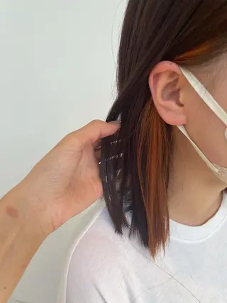 ミディアム カラー パーマ ヘアアレンジ ハイトーンカラー🤍 山下 優華のヘアスタイル