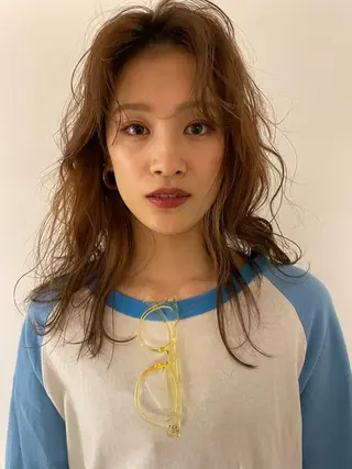 セミロング カラー ヘアアレンジ 小顔レイヤー×コンパ クトボブ/林隆平のヘアスタイル